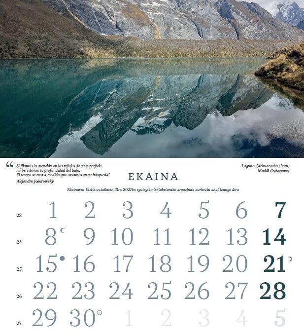 XXII CONCURSO DE FOTOGRAFÍA ACTIVIDADES DE MONTAÑA CALENDARIO 2027